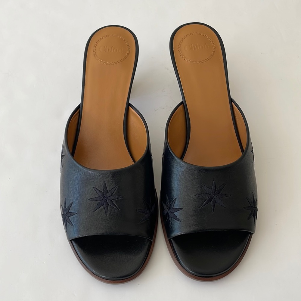 Chloe Leather Embroidered Slides